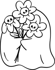 Flower Halloween Ghost Girly Coquette Cartoon 