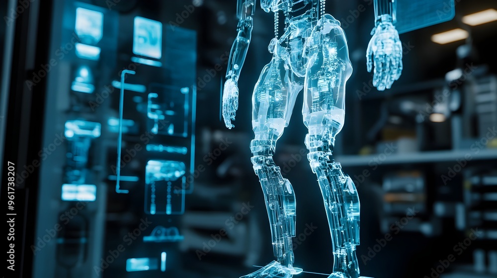 Aufkleber holographic digital simulation showcasing the innovative design and functionality of a futuristic we