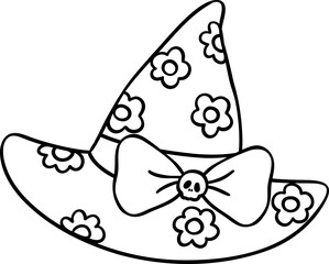 Cute flower Halloween witch hat Girly Coquette Cartoon 