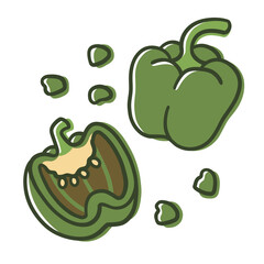 Slice green bell pepper