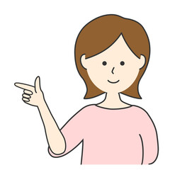 指差しで注目を集めたいものを指し示す女性のベクターイラスト
