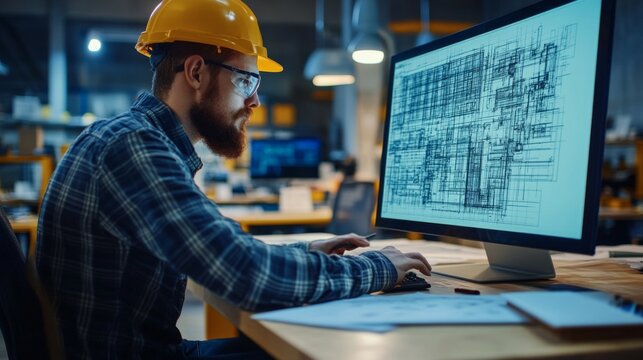 Engineer working on CAD design software