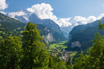 Fototapeta premium View of Lauterbrunnen and its valley, Switzerland