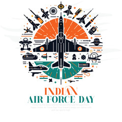 Indian Air Force Day social media post design template.