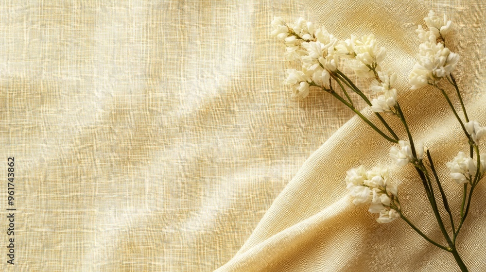 Poster soft, pale yellow background with a subtle, textured pattern resembling fabric, adding a touch of wa