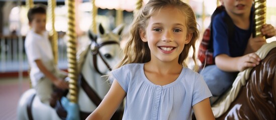 Smiling Girl on a Carousel