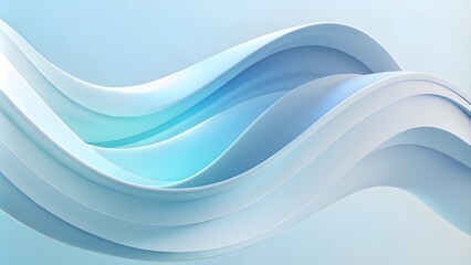 Obraz premium 3d Abstract minimalist wavy background in cool blue tones. Abstract smooth waves, soft gradients, light blue and white tones, fluid shapes background