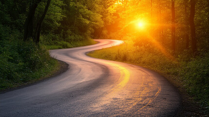 Obraz premium Sunlit Winding Road