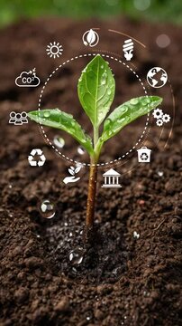 Circular economy concept for future business growth and environmental sustainability and reduce pollution.Net zero and carbon neutral concept.Concept day earth Save the world save environment.4K verti