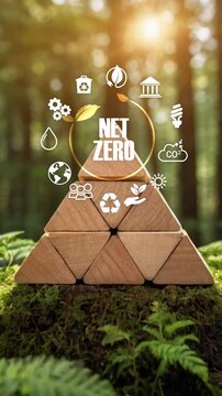 Circular economy concept for future business growth and environmental sustainability and reduce pollution.Net zero and carbon neutral concept.Concept day earth Save the world save environment.4K verti