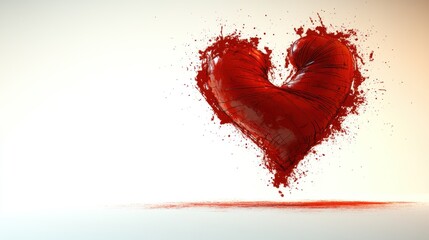 A creative heart design explodes with vibrant red color, symbolizing passion and love