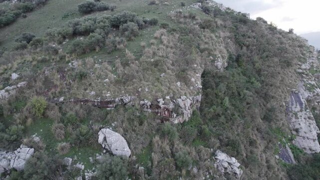 drone, vista su Collesano, Sicilia, Italia

