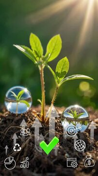 Circular economy concept for future business growth and environmental sustainability and reduce pollution.Net zero and carbon neutral concept.Concept day earth Save the world save environment.4K verti