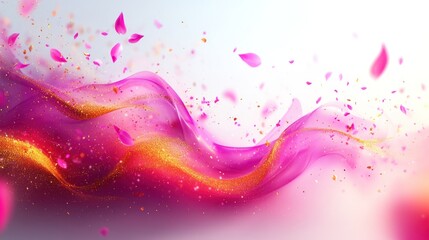 Soft petals drift in waves of pink and gold, creating a mesmerizing dance