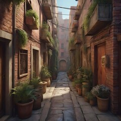 Naklejka premium narrow street in old town