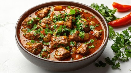 Tender beef simmered with colorful vegetables and herbs, creating a delightful stew