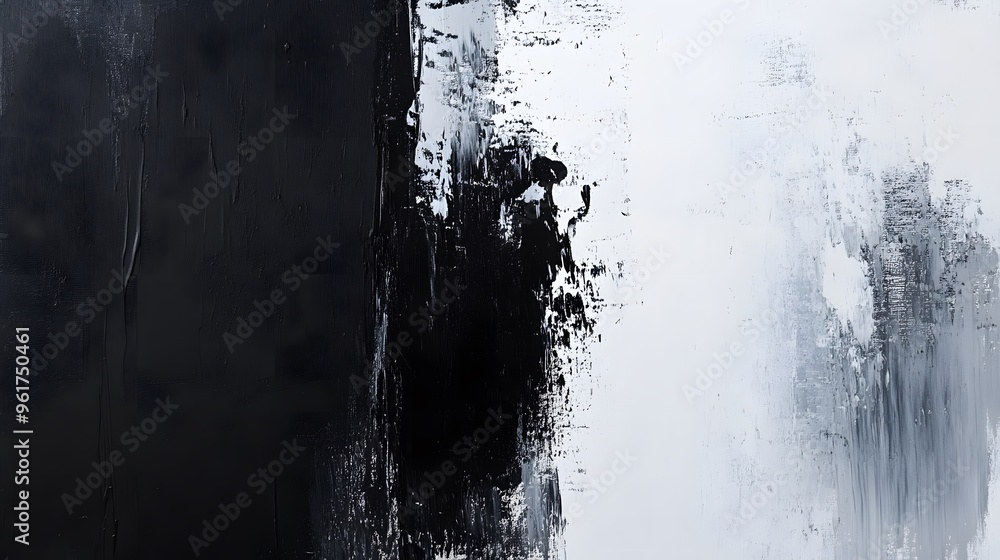 Poster minimalist abstract painting using only black brushstrokes, allowing the negative space to dominate 