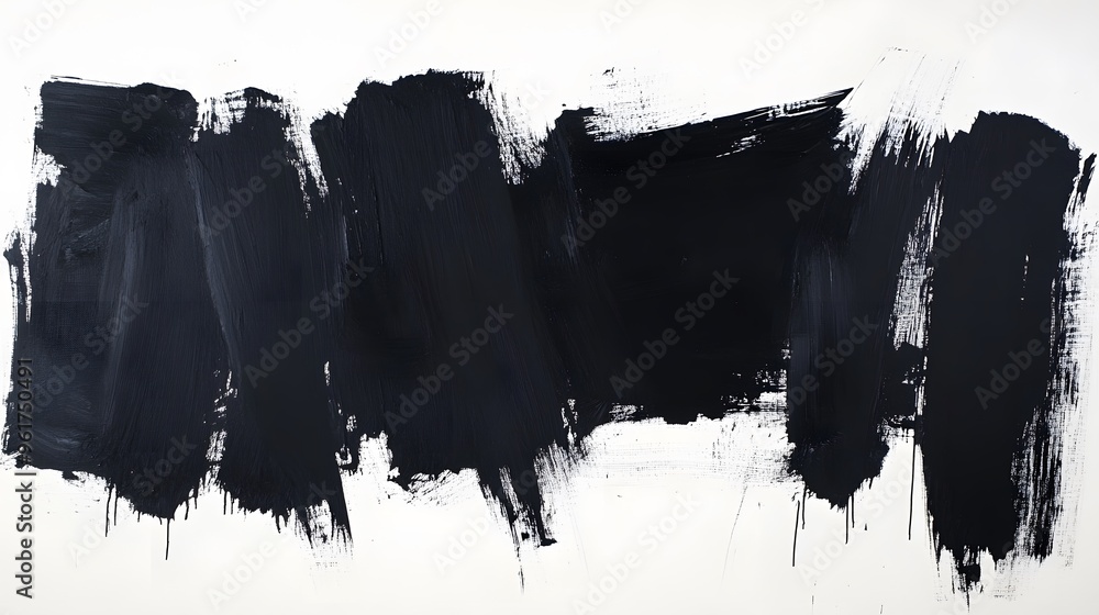 Poster minimalist abstract painting using only black brushstrokes, allowing the negative space to dominate 