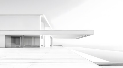 Obraz premium Modernist white architecture, with clean lines and large, expansive negative space, representing clarity and openness 
