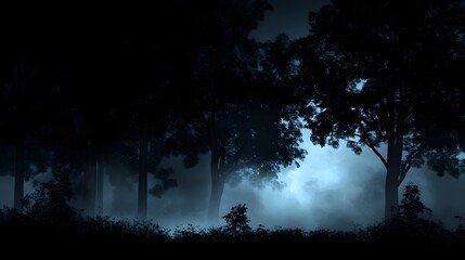 Fototapeta premium Mysterious black night scene High opacity The shadows of the trees contrast with the coal-like surface. It is reminiscent of the depths of the unknown.