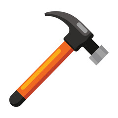 Illustration of Claw hammer with orange and black handle isolated 