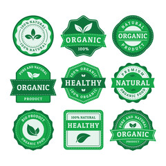 Natural product badge vector set
