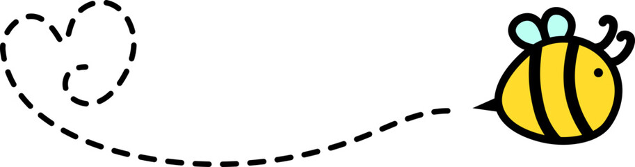 Flying Bee with Dotted Lines