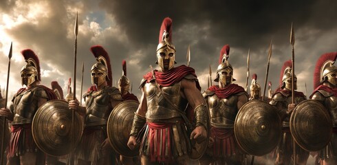Spartans in armor troops war battle fight