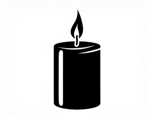 schwarze Silhouette Kontrast Kerze Icon, isoliert auf weißen Hintergrund, Freisteller