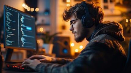 Programmer at Work in Cozy Room