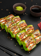 Roll with green masago and Philadelphia cheese