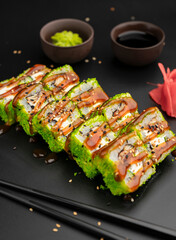 Roll with green masago and Philadelphia cheese
