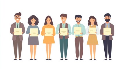 Obraz premium Flat Design Illustration of Employee of the Month Recognition on Clean White Background