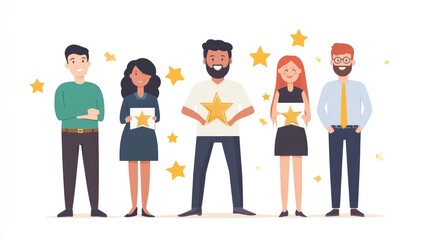Fototapeta premium Flat Design Illustration of Employee of the Month Recognition on Clean White Background