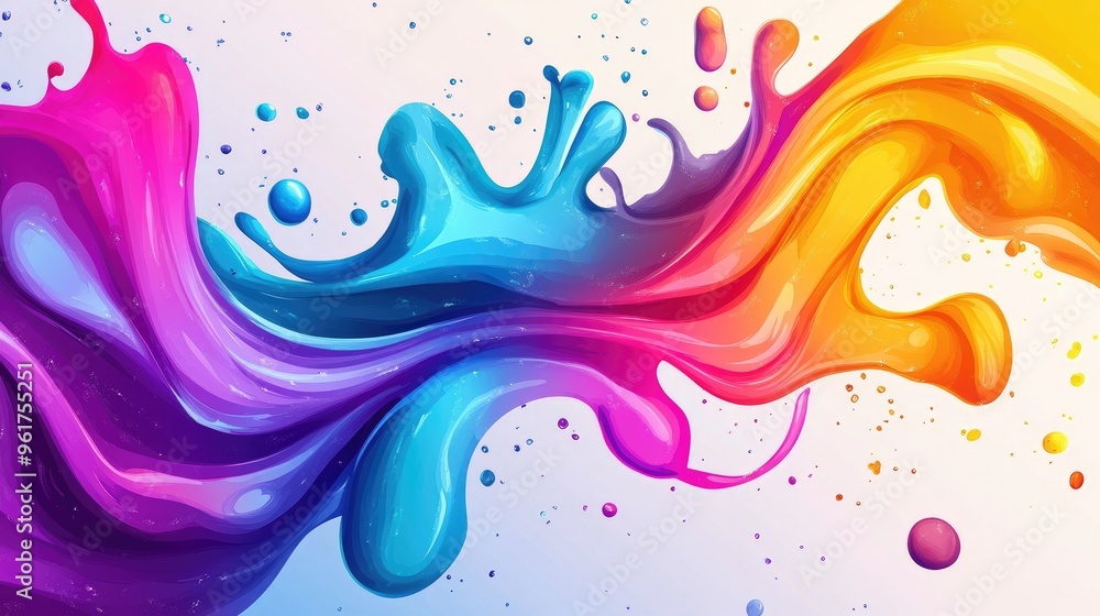 Poster vector illustration of a colorful splash of paint with dynamic shapes and textures, creating an ener
