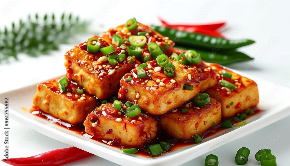 Wall mural Tofu chili sauce is a typical Asian food, especially Southeast Asia