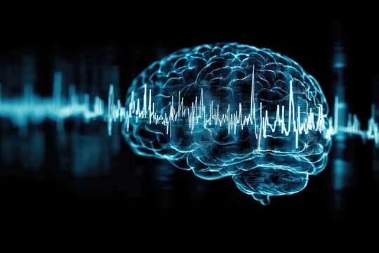 Brain activity showing brain waves and connections in the brain