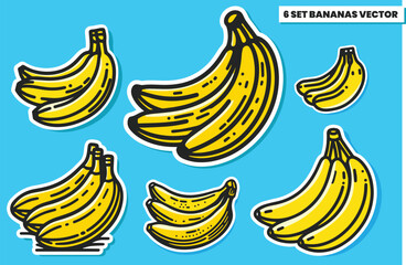 Vibrant Banana Bundle Vector Set: 6 Bold and Playful Illustrations for Creative Projects