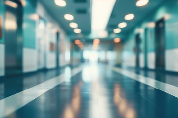 Blurred abstract hospital background, clean sterile atmosphere and medical interior
