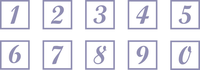 simple grey ash color bullet points stroke square number set from one to nine simple flat style set a collection of numbers including one to nine