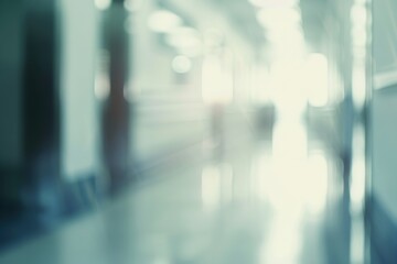 Blurred medical hospital background, clean sterile environment and calm interior.