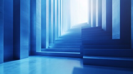 Obraz premium Abstract Blue Architectural Tunnel