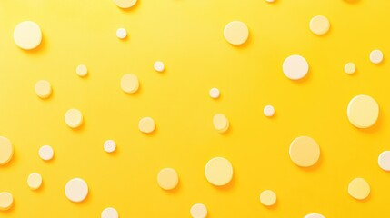 Yellow background with playful polka dots in various sizes, creating a fun and whimsical effect
