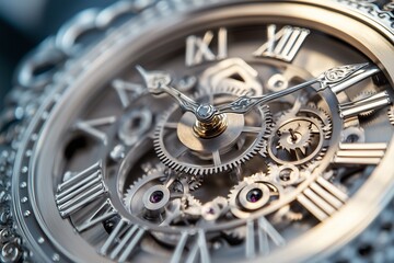 Close up of silver metal clock