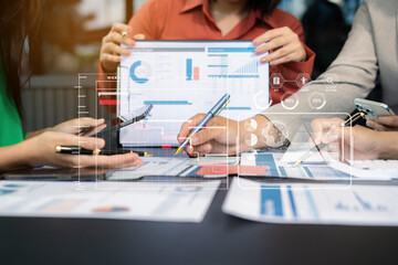 Project manager working and update tasks with milestones progress planning and professional...