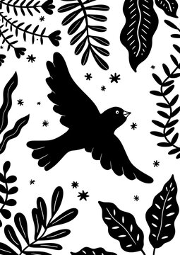 BLACK SIMPLE BIRD