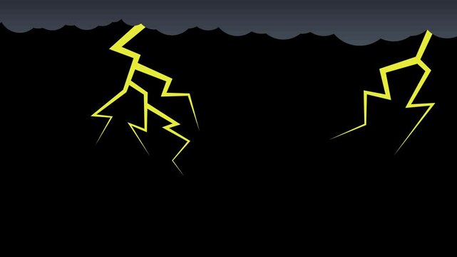 Animation of clouds and lightning on transparent background with alpha channel.