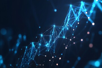 Abstract Network of Blue and Orange Glowing Points