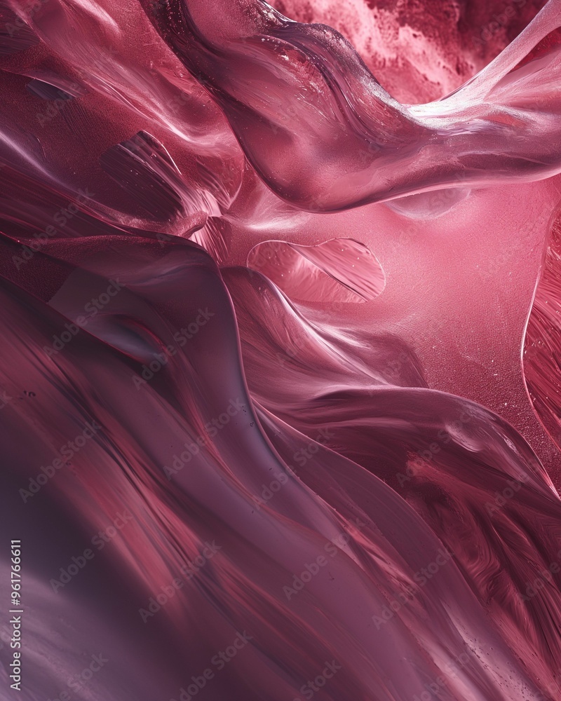 Poster abstract swirls of pink and purple colors flow together, creating a fluid texture in a dynamic desig