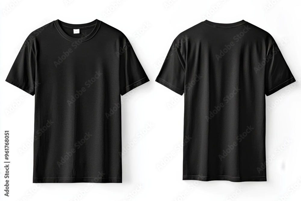 Sticker Black Tshirt Mockup Front and Back Isolated created with Generative AI